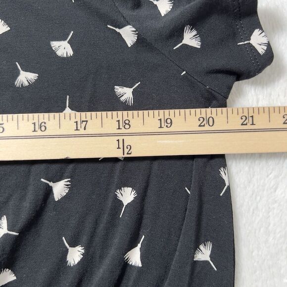 J. Jill Wearever Collection Midi Dress Womens Sz PL Black Printed Elastic Waist - Picture 9 of 11